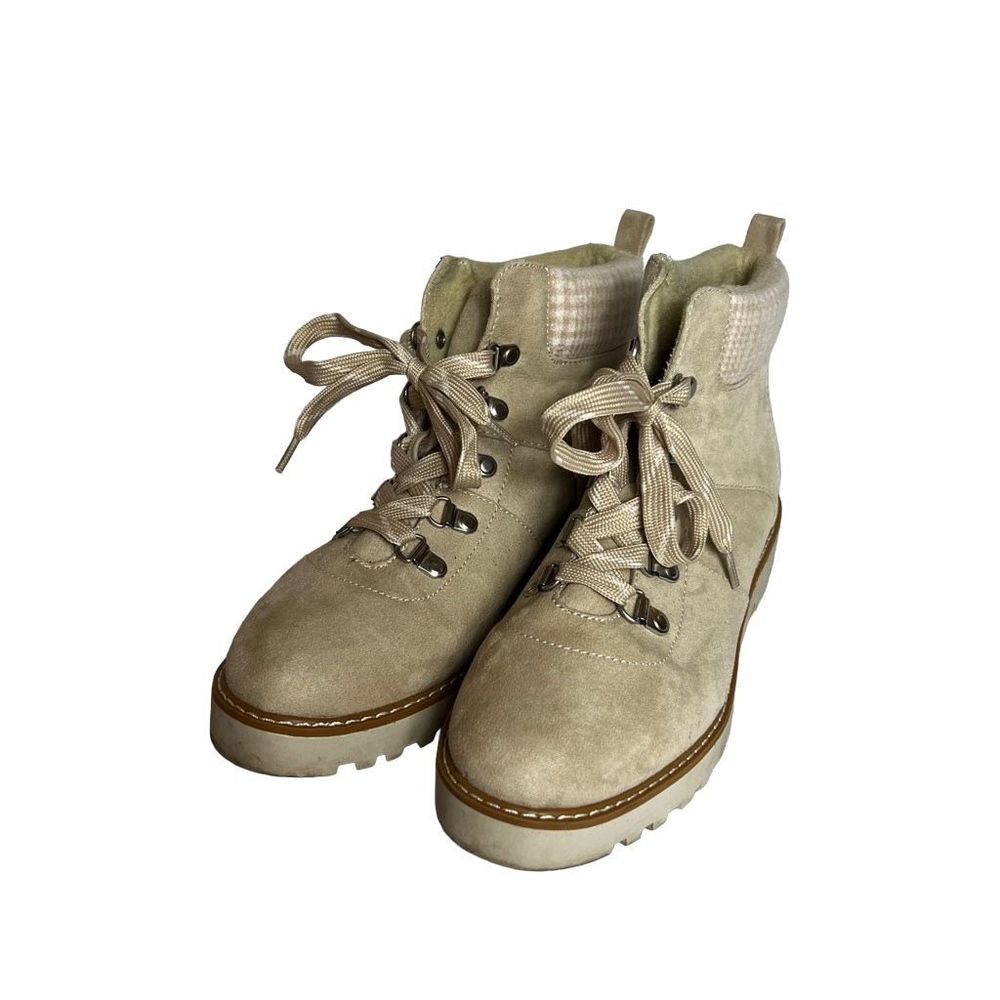 Sonoma Boots Women's Size 7 Med Cream Brown Plaid Outdoor Hiker Boots